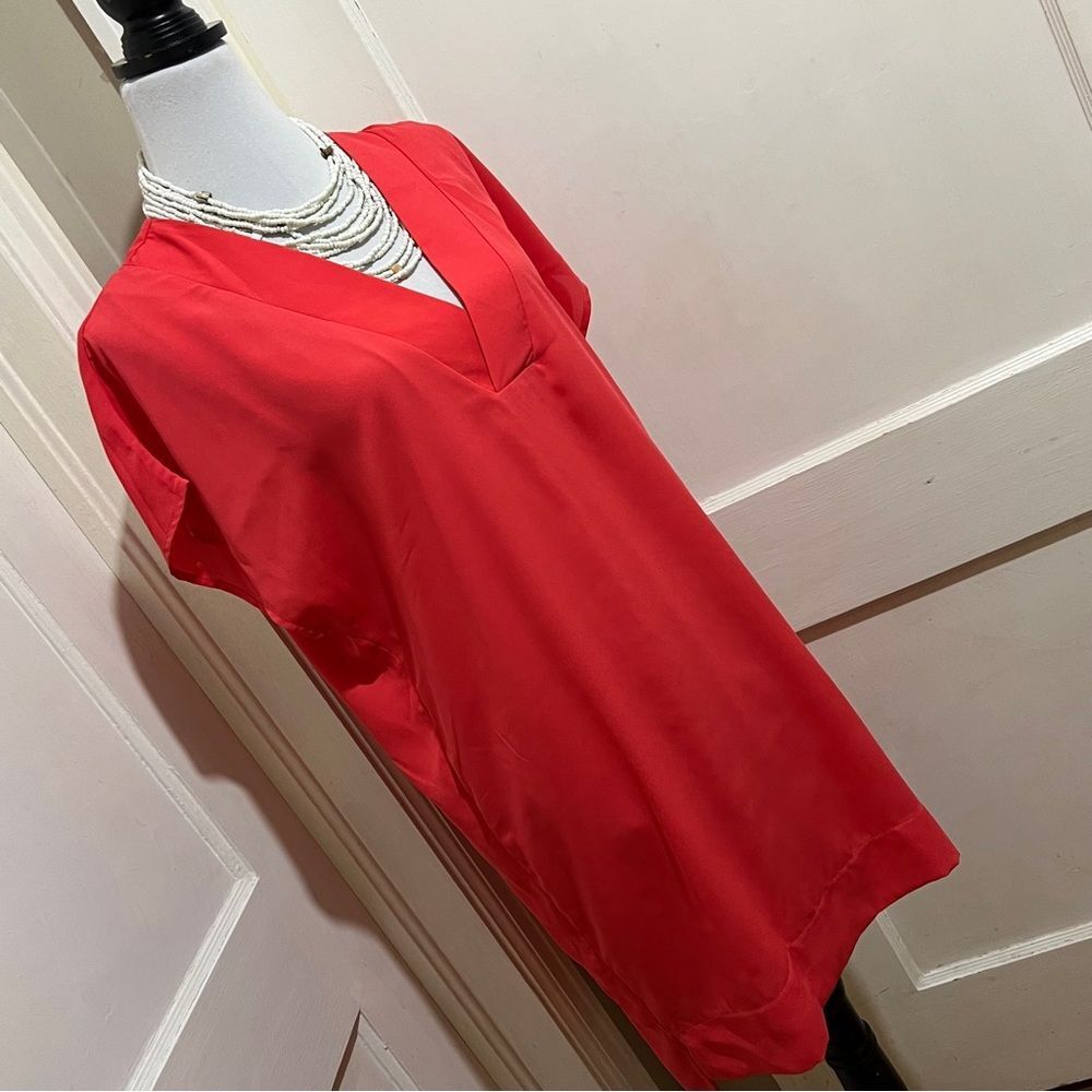 Caramel Coral Orange V-Neck Women's Tunic
